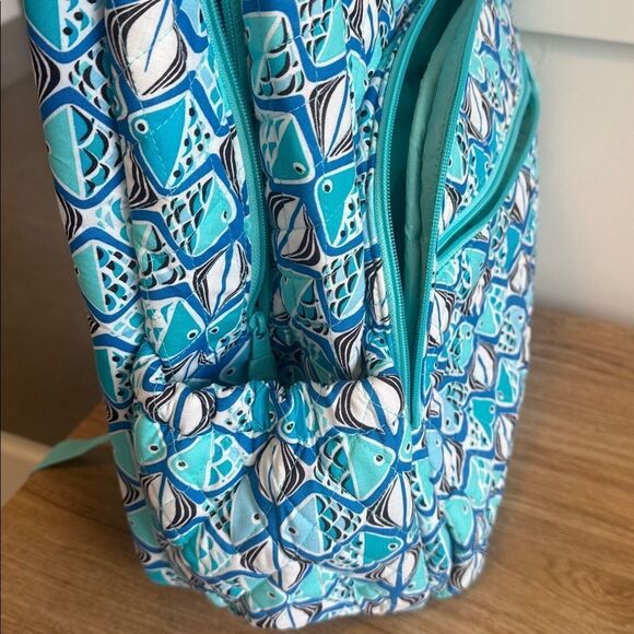 Vera Bradley Go Fish Blue Patterned Quilted Large Essential Travel Backpack NWT main image 7